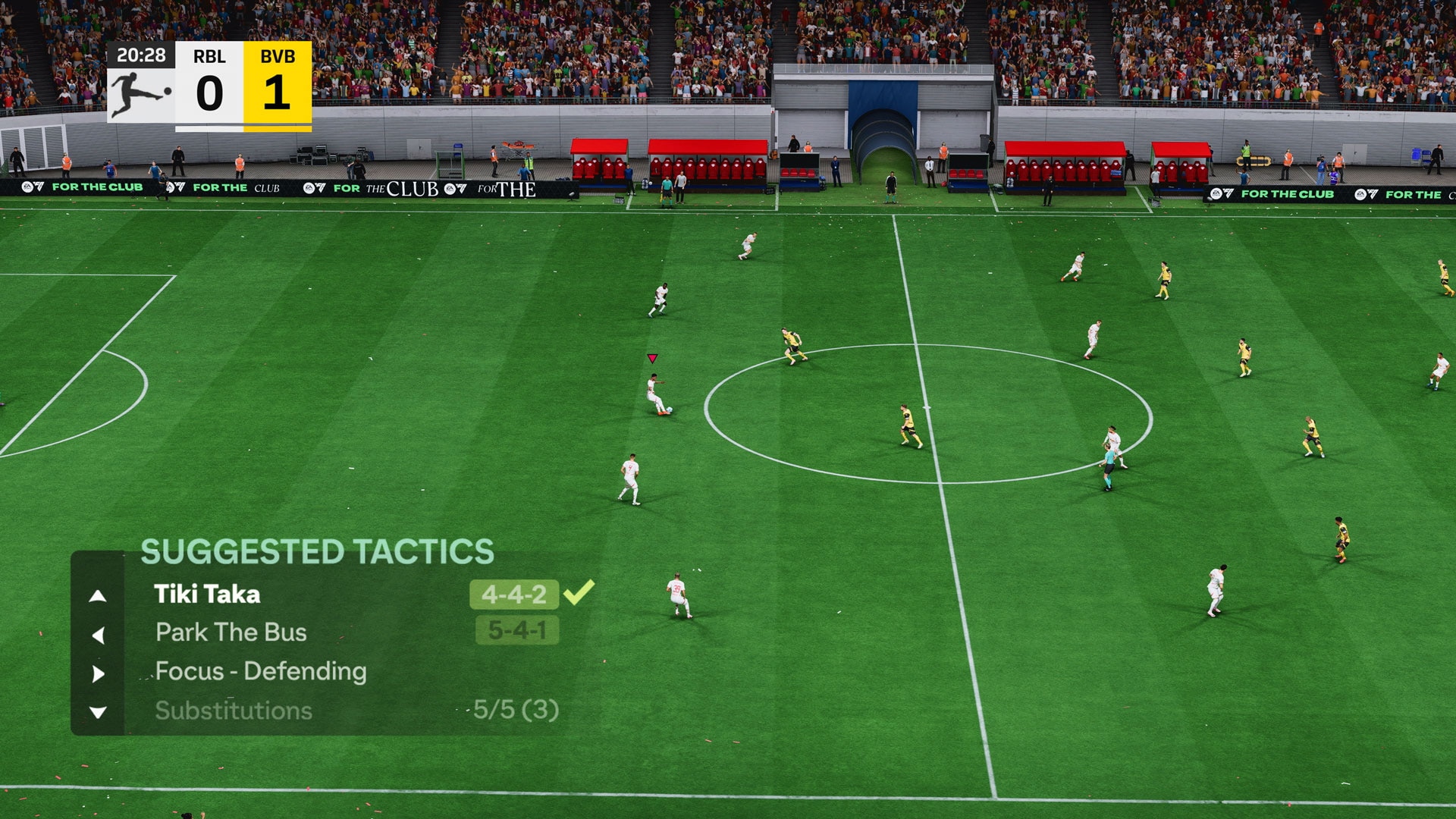 FIFA ve EA Sports FC tarzı futbol maçından oyun içi sahne